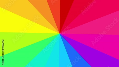 A vibrant radial burst of rainbow colors spinning from the center, creating a dynamic and abstract visual motion effect.