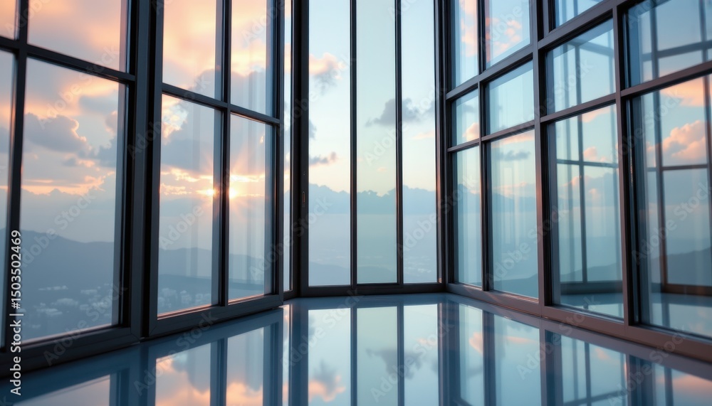 Fototapeta premium Stunning Photorealistic View from a Modern Glass Window