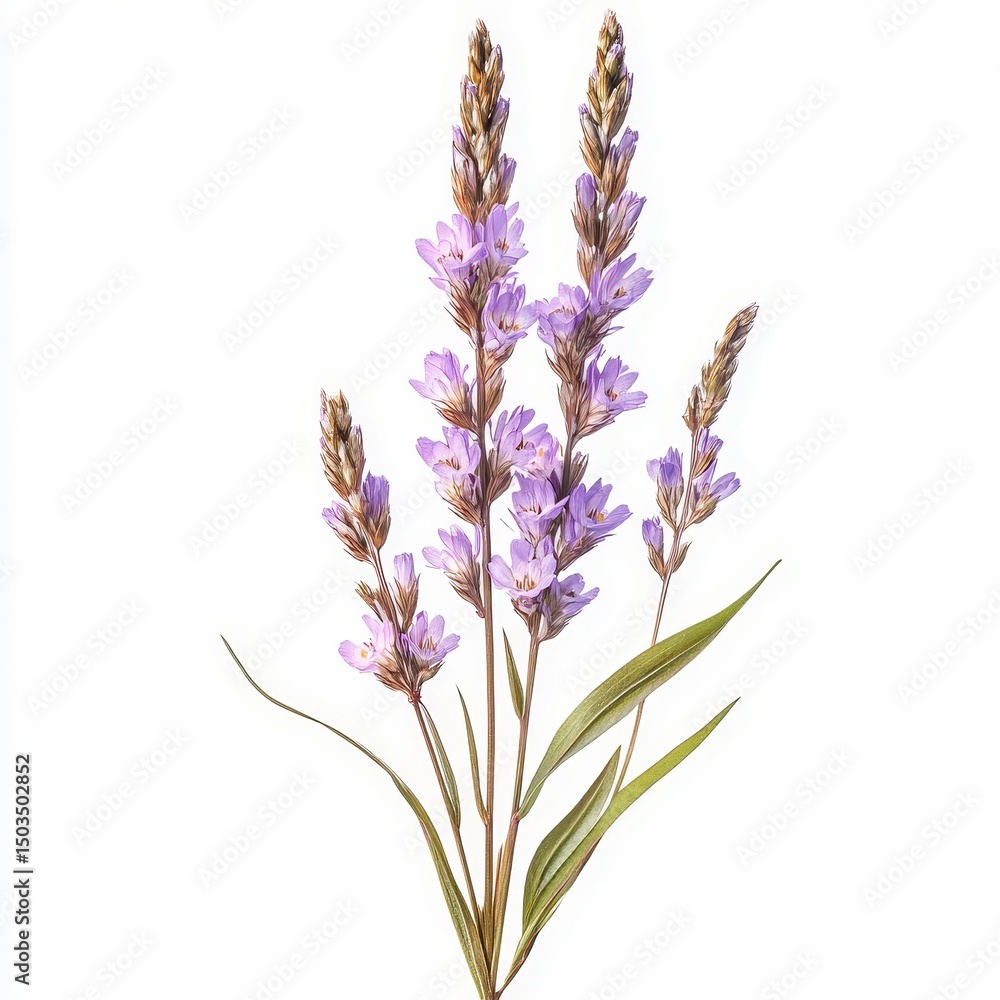 Fototapeta premium agrostemma githago corn cockle plant purple flowers and slender leaves isolated on white transparent background