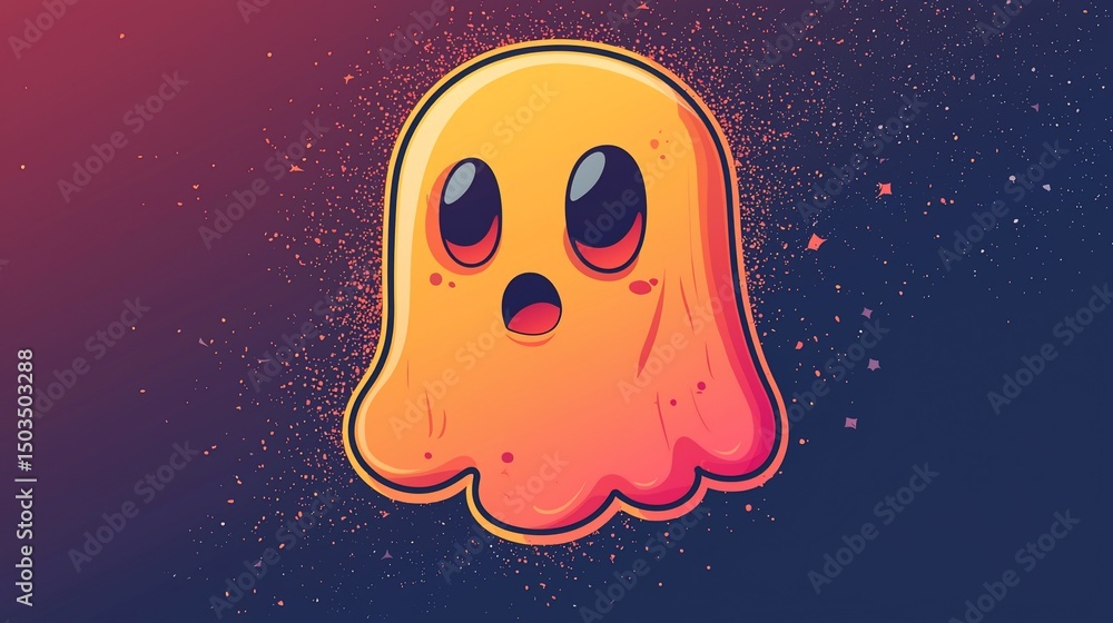 Fototapeta premium Cute Ghost Illustration, Night Sky