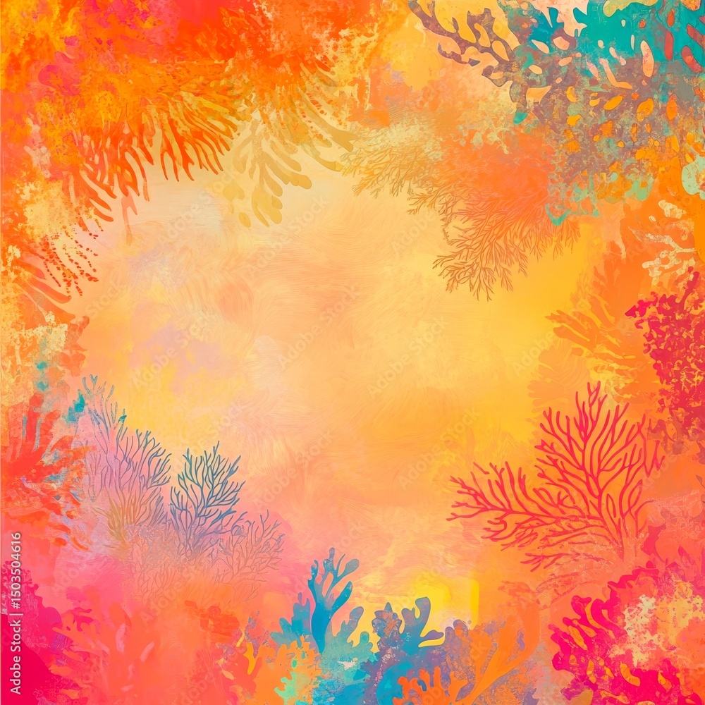 coralinspired organic patterns and vibrant hues framed by a curvilinear soft border tropical and isolated coralinspired organic patterns and vibrant hues framed by a curvilinear soft border tropical and isolated