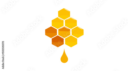 Honeycomb logo with a single honey droplet in minimal style  