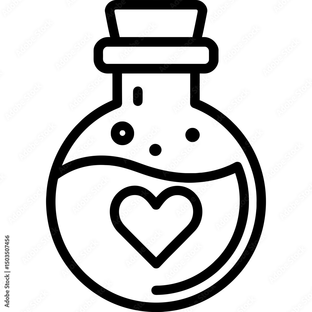Obraz premium Modern outline icon of heart-labeled love potion