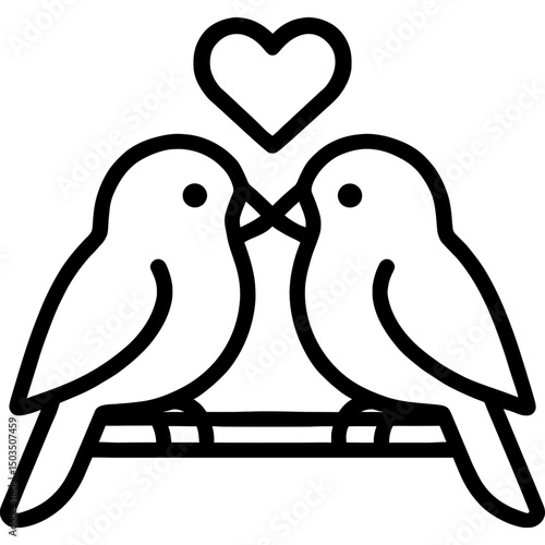 Minimalist lovebirds outline icon design