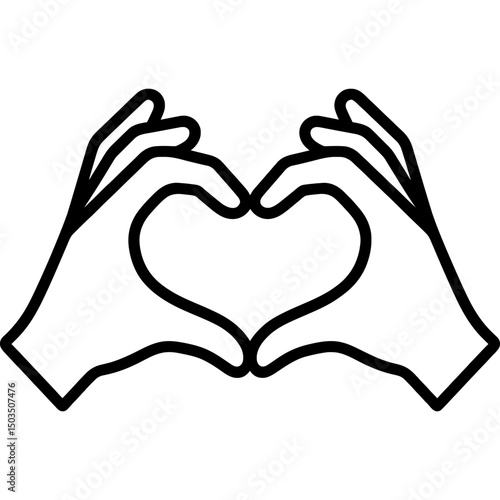 Vector outline icon of two hands making heart symbol