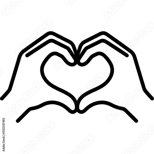 Minimalist vector icon of hands creating heart shape