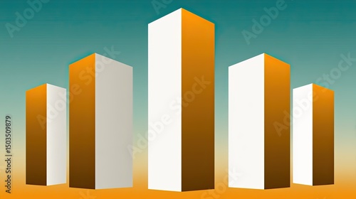 Abstract Blocks Cityscape Silhouette Against Graded Sky.