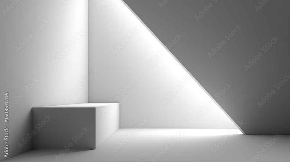 Fototapeta premium Light Box Abstract minimalist architecture with clean geometry and shadows.