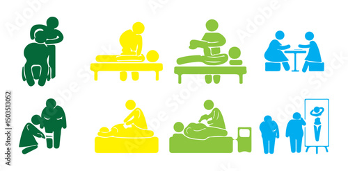 Massage Icon Set For Cold Stone Therapy