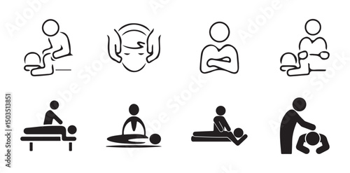 Massage Icon Set For Detox Massage