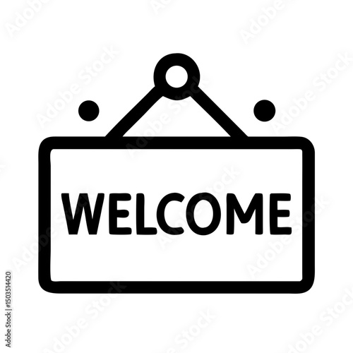 Welcome sign, simple icon, black and white, for websites
