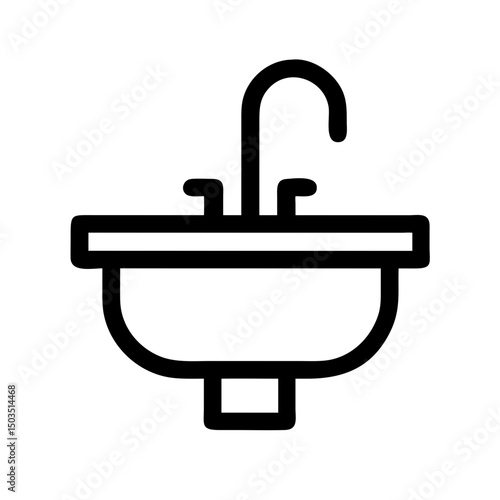 Bathroom sink icon, simple line art, for website design