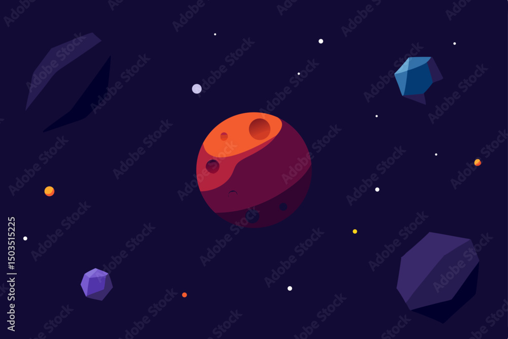 Fototapeta premium A vibrant rocket launches into the dark night sky, heading towards distant stars and planets in the blue universe