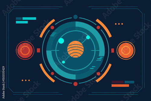 Vector volume knob and retro radio illustration on an abstract blue technology background
