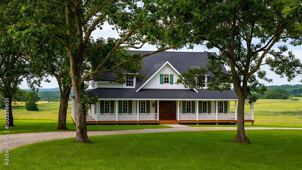 Obraz premium Stunning Farmhouse Design Exterior Home Architectural Plan with Elegant Touches