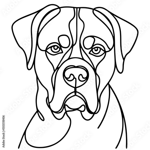 Cane Corso portrait, line art drawing, black and white, for pet lovers