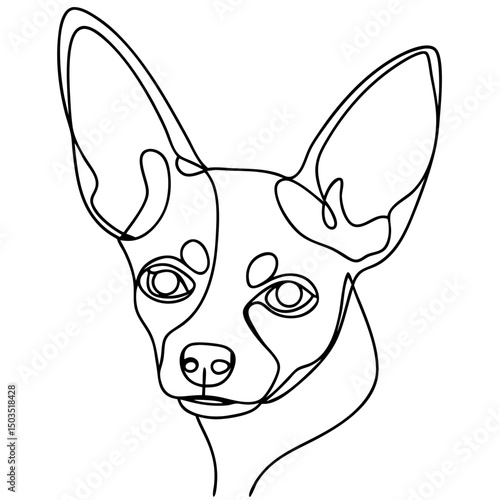 Chihuahua portrait, line art, black and white, for pet lovers