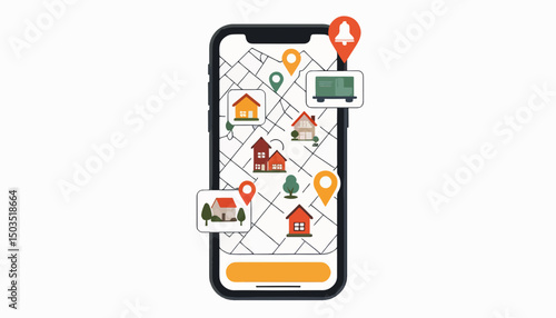 Neighborhood social app interface on smartphone screen, community connectivity