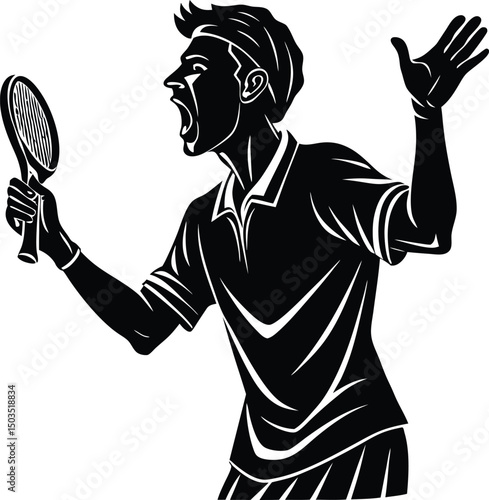 Silhouette of Tennis Player Arguing Call