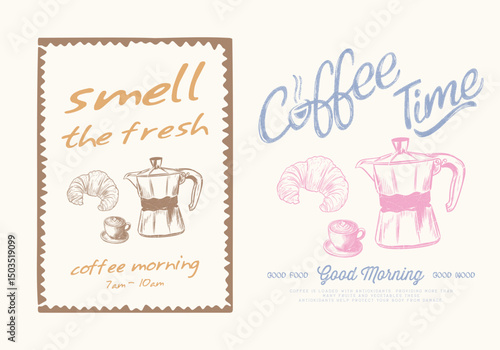 Retro typography Coffee time club graphic tee t-shirt, artwork. Sunday coffee time vector design. Coffee Time Modern Art, Coffee Morning time artwork for a graphic tee t-shirt, Breakfast time design