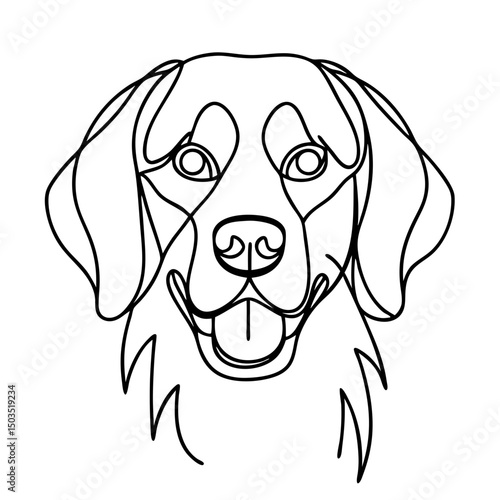 Golden Retriever portrait, line art style, black and white, for pet lovers