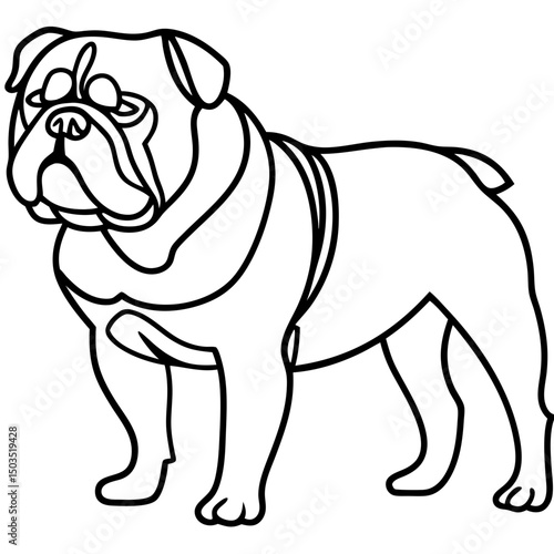 Adorable bulldog illustration. This cute bulldog drawing is perfect for pet lovers.  This charming bulldog image is ideal for pet adoption campaigns, dog training materials, or pet product packaging.