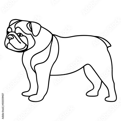 Adorable Bulldog illustration, canine breed profile, pet portrait, perfect for pet adoption posters and children's books.