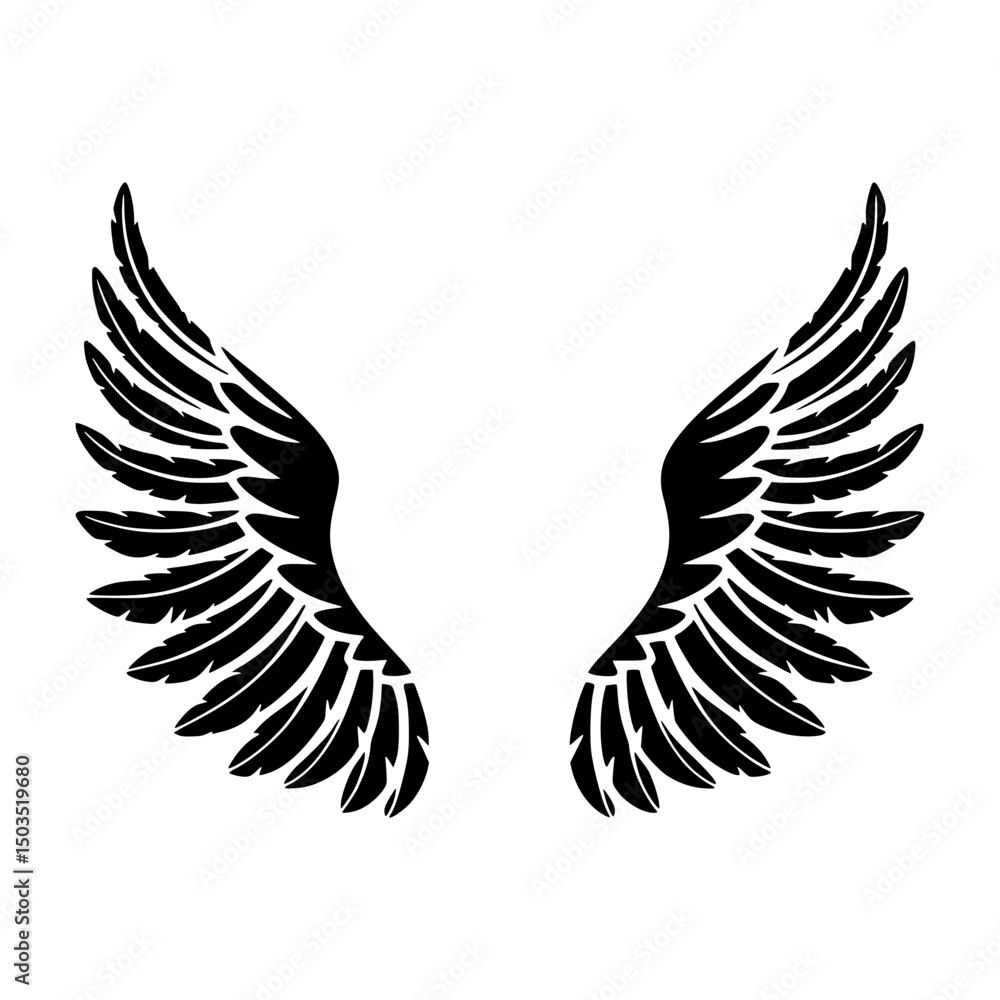 Obraz premium Black Wings Silhouette Vector Graphic