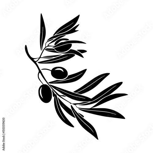 Black Olive Branch Silhouette