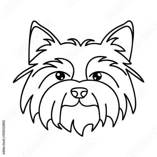 Cartoon illustration of a dog's head with detailed fur texture  