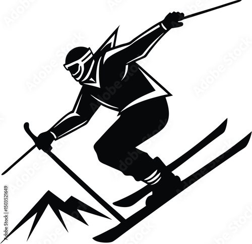 Skier Performing Mid Air Trick Silhouette