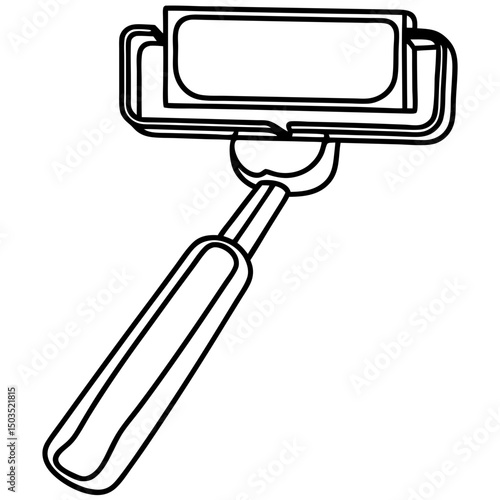 Selfie stick illustration, line art style, for social media