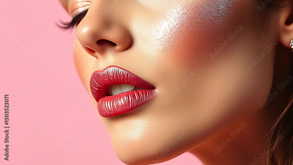 Close-up of a woman's face with elaborate makeup. Close-up of a woman's face with elaborate makeup.