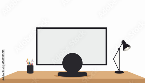 Modern desk setup featuring posture scanner and minimalist design, productivity