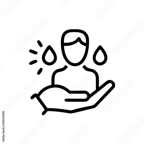 A hand holding a droplet figure to indicate soothing remedies