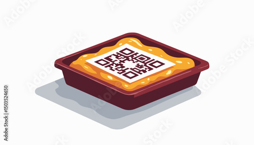 QR code illustration on lunch tray in school setting, digital convenience