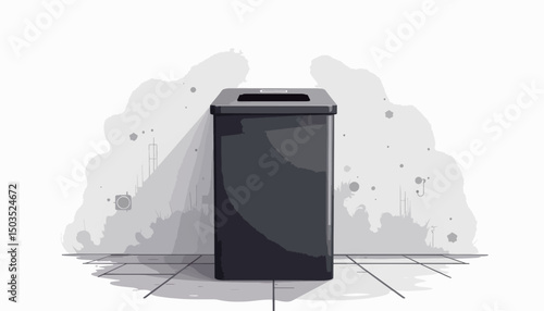 Sleek trash bin with sensor technology in minimalist setting, modern cleanliness