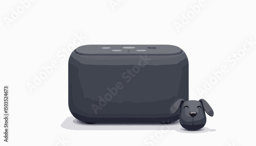 Minimalist smart speaker with dog ear, modern interaction concept