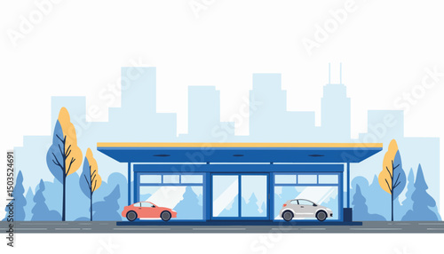 Modern rental station in urban setting, convenience and accessibility
