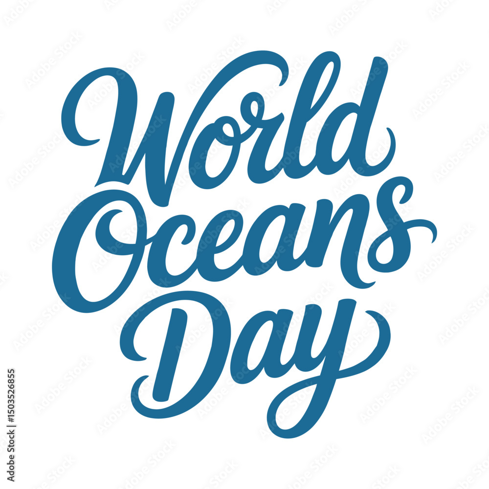Obraz premium World Oceans Day A minimalist typography, calligraphy design silhouette vector illustration