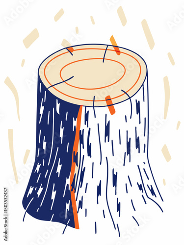 Abstract Hollow Tree Stump Illustration Vector