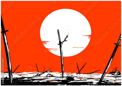 After the Battle - Swords and Silence Under the Red Moon