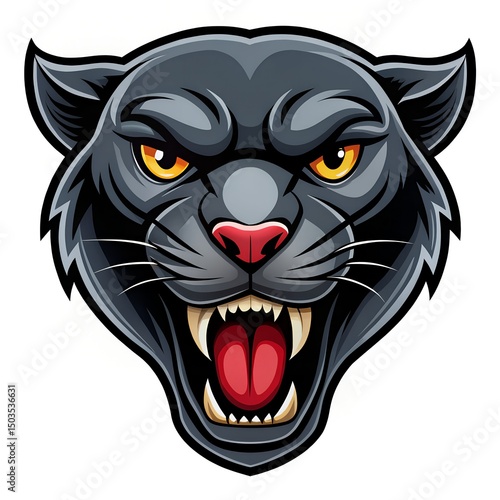 Cartoon Panther Head Design on White Background