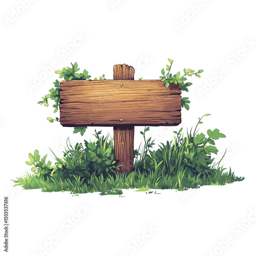 wooden sign on a grass