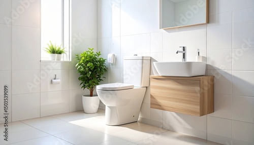 modern bathroom with white tiles