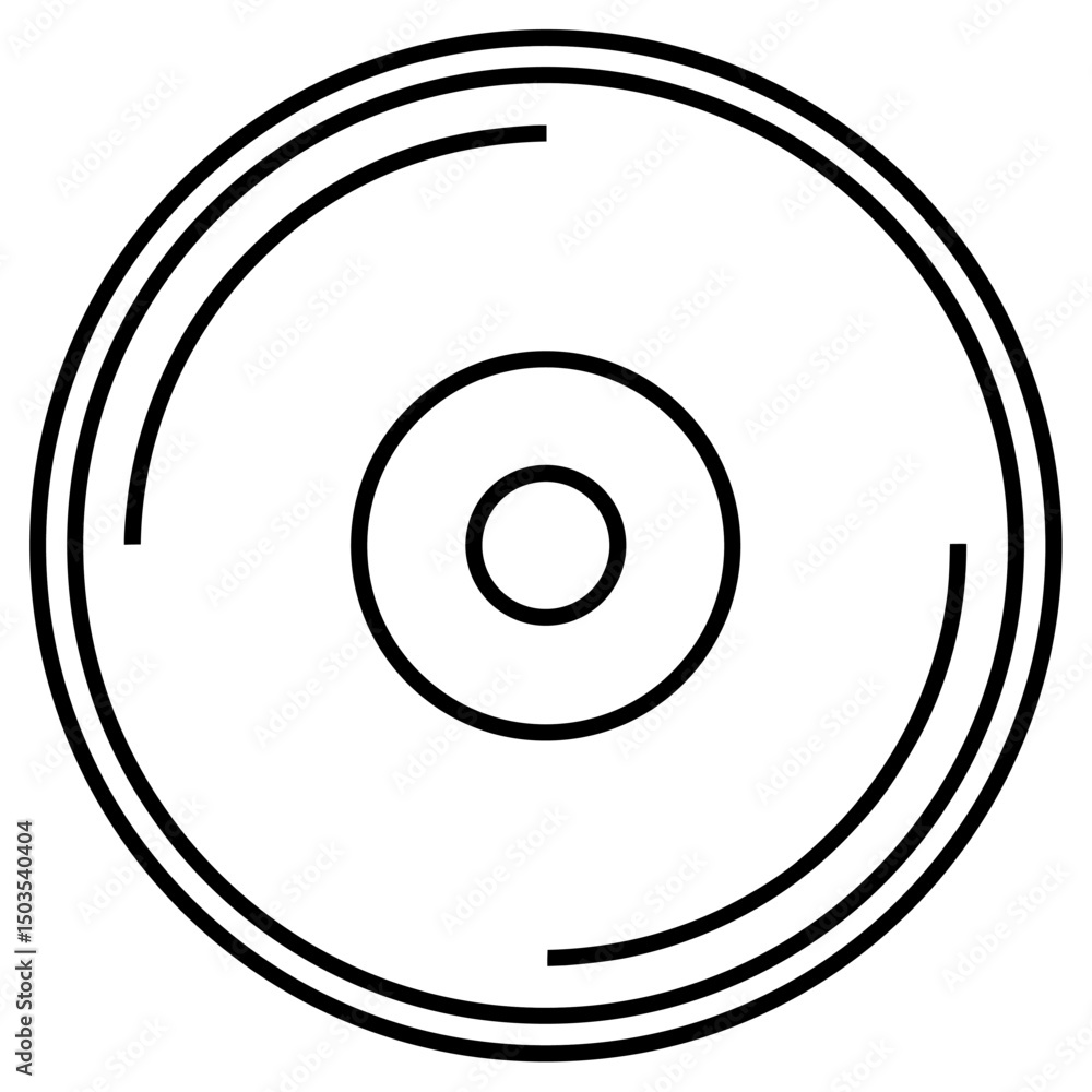 Disk line art black icon on white background. Disk line art black icon on white background.
