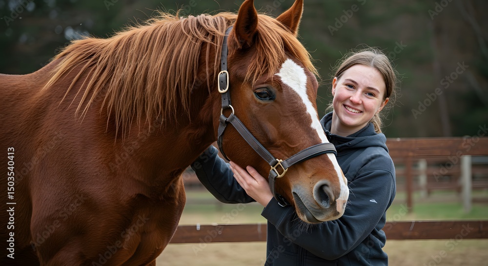 Fototapeta premium girl with his horse