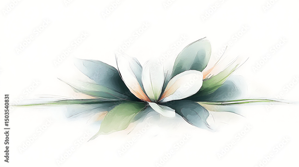 Fototapeta premium White flower with abstract art, and nature.