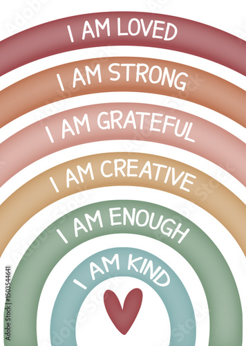 Watercolor rainbow affirmation poster, motivational poster, positive affirmation, mental health, motivational wall art, therapy office decor, school counselor, kids room decor