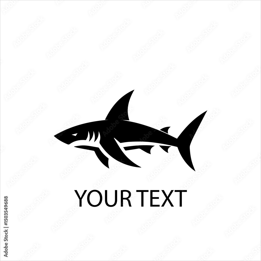 Obraz premium Shark Logo Design – Fierce Ocean Predator Vector Emblem Isolated on White Background